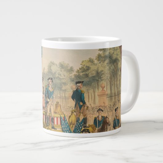 ヴィンテージサーカスのポスターがパレードのフロートを示す ジャンボコーヒーマグカップ (正面右)