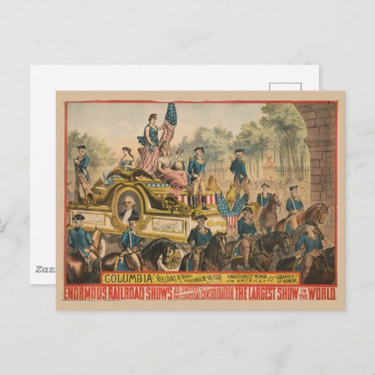 ヴィンテージサーカスのポスターがパレードのフロートを示す ポストカード (正面/裏面)