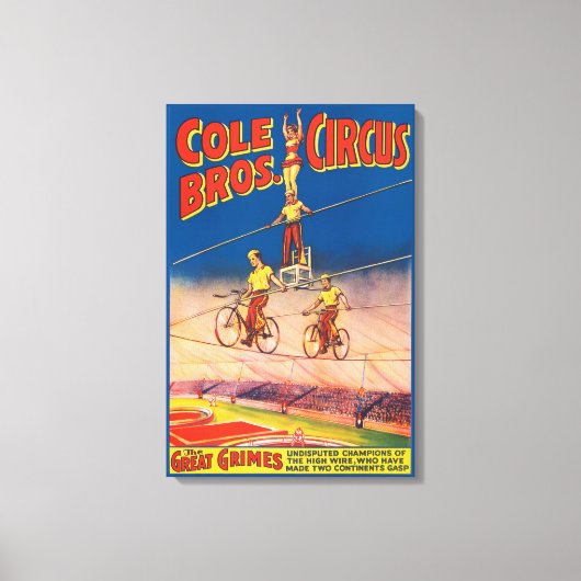 ヴィンテージサーカスのポスター高線アクロバットを示す キャンバスプリント (正面)