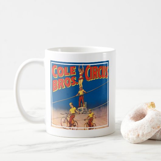 ヴィンテージサーカスのポスター高線アクロバットを示す コーヒーマグカップ (ドーナツ)