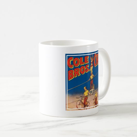 ヴィンテージサーカスのポスター高線アクロバットを示す コーヒーマグカップ (正面右)