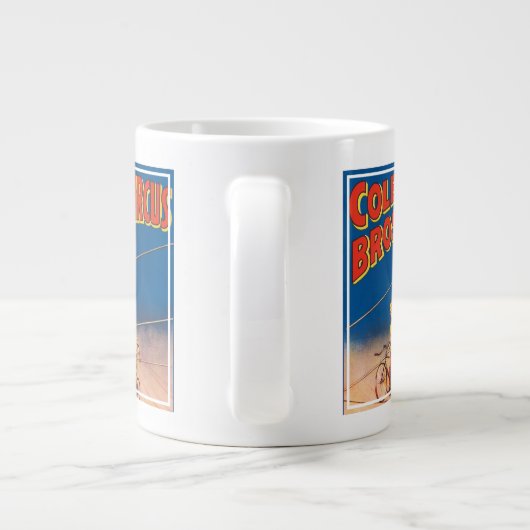 ヴィンテージサーカスのポスター高線アクロバットを示す ジャンボコーヒーマグカップ (裏面)