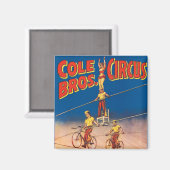 ヴィンテージサーカスのポスター高線アクロバットを示す マグネット (正面/裏面)