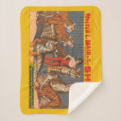 ヴィンテージサーカスのポスター6頭の虎を持つ女性。 シェルパブランケット (正面)