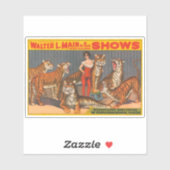 ヴィンテージサーカスのポスター6頭の虎を持つ女性。 シール (シート)