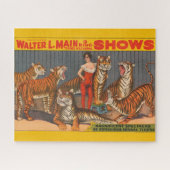 ヴィンテージサーカスのポスター6頭の虎を持つ女性。 ジグソーパズル (横)