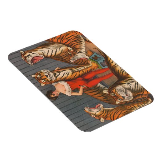 ヴィンテージサーカスのポスター6頭の虎を持つ女性。 マグネット (右側)