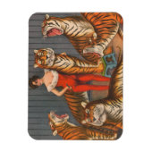 ヴィンテージサーカスのポスター6頭の虎を持つ女性。 マグネット (縦)