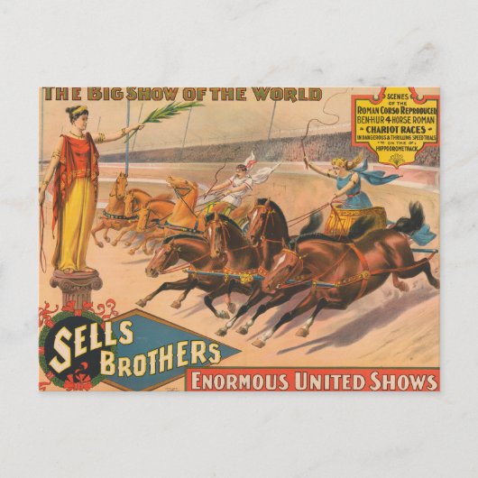 ヴィンテージサーカスのポスター ポストカード (正面)