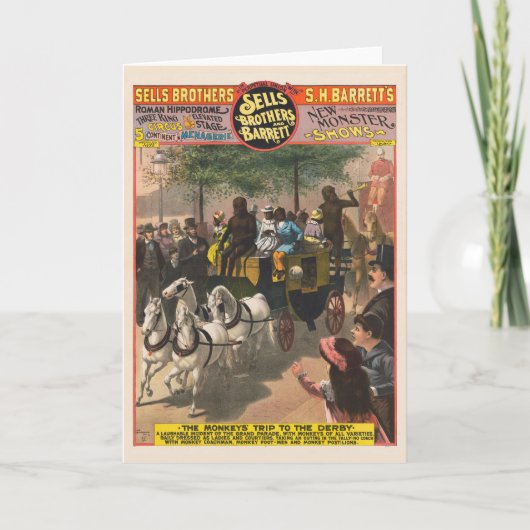 ヴィンテージサーカスのポスター、モンキー駆動コーチ カード (正面)