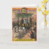 ヴィンテージサーカスのポスター、モンキー駆動コーチ カード (黄色い花)