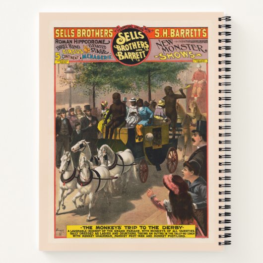 ヴィンテージサーカスのポスター、モンキー駆動コーチ ノートブック (裏面)