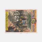 ヴィンテージサーカスのポスター、モンキー駆動コーチ フリースブランケット (正面(横))