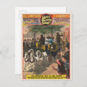 ヴィンテージサーカスのポスター、モンキー駆動コーチ ポストカード (正面/裏面)