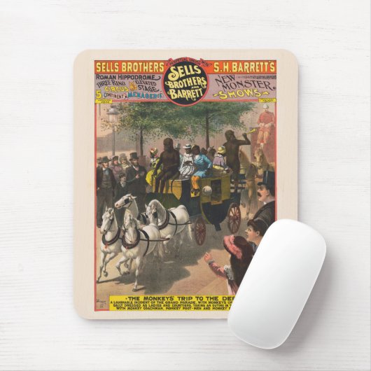 ヴィンテージサーカスのポスター、モンキー駆動コーチ マウスパッド (マウス)