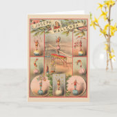 ヴィンテージサーカスのポスター – 曲芸のシーンを示す カード (黄色い花)