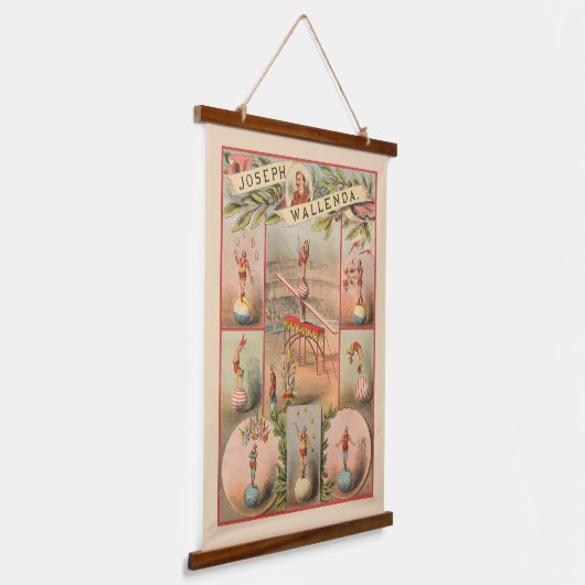 ヴィンテージサーカスのポスター – 曲芸のシーンを示す 吊り下げ型タペストリー (傾斜あり)