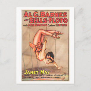 ヴィンテージサーカスのポスター： Aerial Gymnast Janet May ポストカード