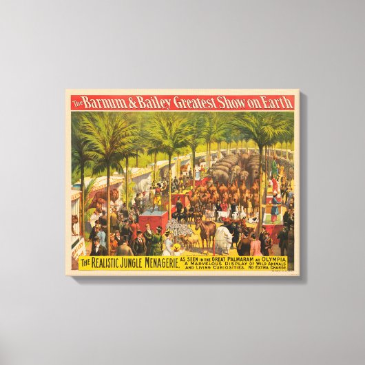 ヴィンテージサーカスの動物とパフォーマーのポスター キャンバスプリント (正面)