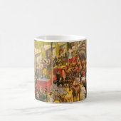 ヴィンテージサーカスの動物とパフォーマーのポスター コーヒーマグカップ (中央)