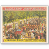 ヴィンテージサーカスの動物とパフォーマーのポスター シール (正面)