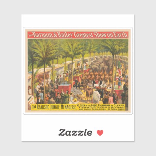 ヴィンテージサーカスの動物とパフォーマーのポスター シール (シート)