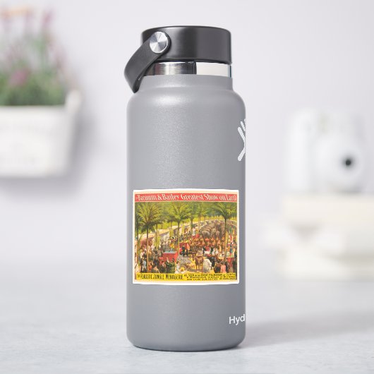 ヴィンテージサーカスの動物とパフォーマーのポスター シール (HydroFlask)