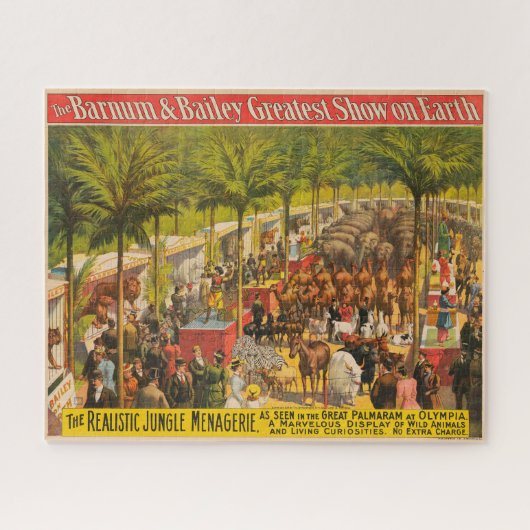 ヴィンテージサーカスの動物とパフォーマーのポスター ジグソーパズル (横)