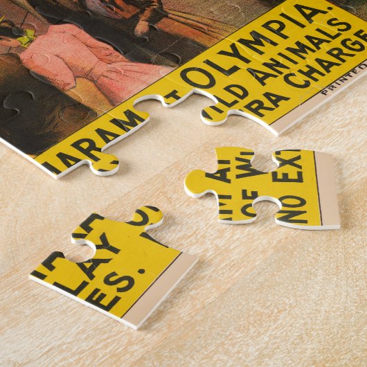 ヴィンテージサーカスの動物とパフォーマーのポスター ジグソーパズル (側面)