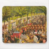 ヴィンテージサーカスの動物とパフォーマーのポスター マウスパッド (正面)