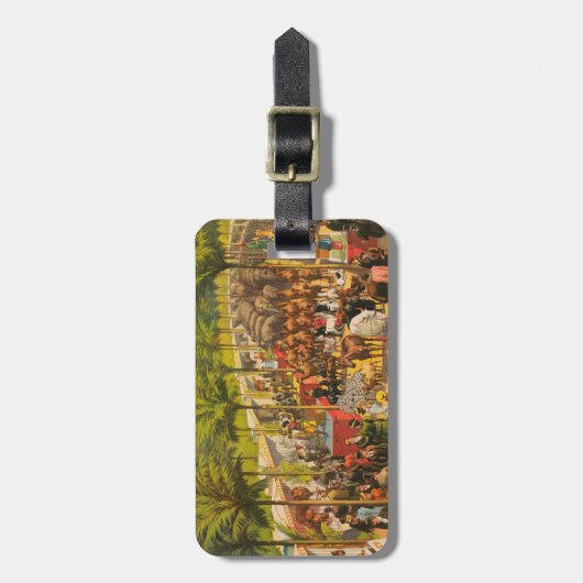 ヴィンテージサーカスの動物とパフォーマーのポスター ラゲッジタグ (正面縦)