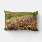 ヴィンテージサーカスの動物とパフォーマーのポスター ランバークッション (裏面)