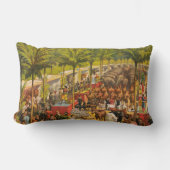 ヴィンテージサーカスの動物とパフォーマーのポスター ランバークッション (正面)