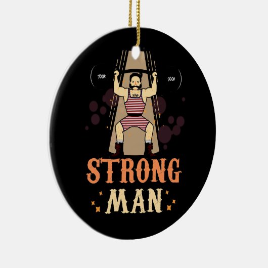 ヴィンテージサーカスの強い男の重量挙げハロウィーンC セラミックオーナメント (右)