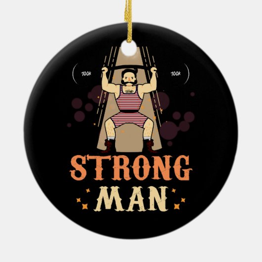 ヴィンテージサーカスの強い男の重量挙げハロウィーンC セラミックオーナメント (裏面)