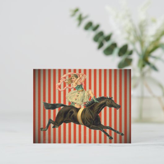 ヴィンテージサーカスの曲芸師が馬のはがきに乗って ポストカード (スタンド正面)