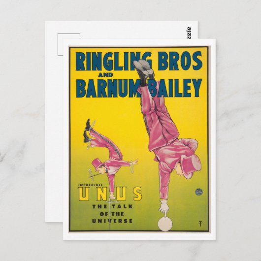 ヴィンテージサーカスのUnus広告 ポストカード (正面/裏面)