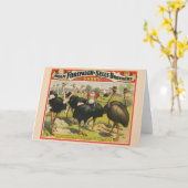 ヴィンテージサーカスはダチョウと大きな鳥を示している。 カード (黄色い花)