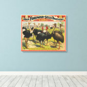 ヴィンテージサーカスはダチョウと大きな鳥を示している。 キャンバスプリント (インサイチュ (ウッドフロア))