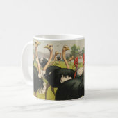 ヴィンテージサーカスはダチョウと大きな鳥を示している。 コーヒーマグカップ (正面左)