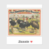 ヴィンテージサーカスはダチョウと大きな鳥を示している。 シール (シート)