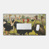 ヴィンテージサーカスはダチョウと大きな鳥を示している。 デスクマット (キーボード&マウス)