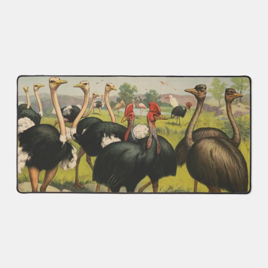 ヴィンテージサーカスはダチョウと大きな鳥を示している。 デスクマット (正面)