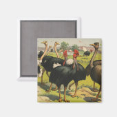 ヴィンテージサーカスはダチョウと大きな鳥を示している。 マグネット (正面/裏面)