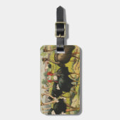 ヴィンテージサーカスはダチョウと大きな鳥を示している。 ラゲッジタグ (正面縦)