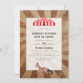 ヴィンテージサーカスをテーマにした誕生日パーティーの写真 招待状 (正面)