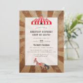 ヴィンテージサーカスをテーマにした誕生日パーティーの写真 招待状 (スタンド正面)