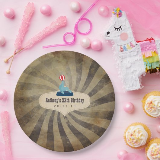 ヴィンテージサーカスをテーマにした誕生日パーティー ペーパープレート (パーティー)