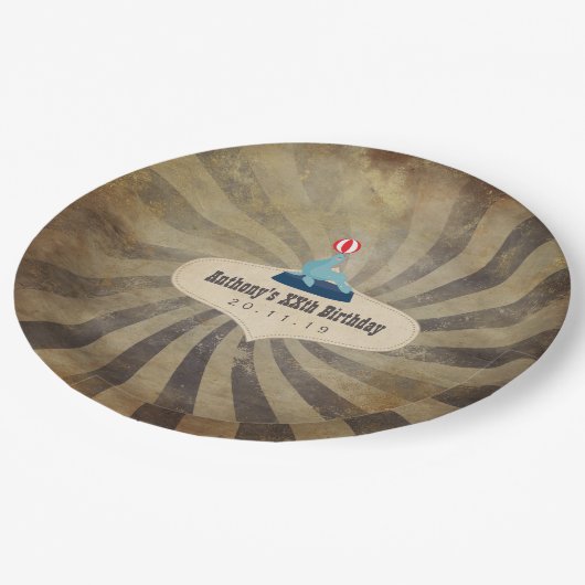 ヴィンテージサーカスをテーマにした誕生日パーティー ペーパープレート (アングル)