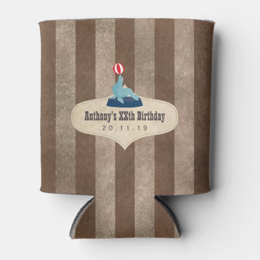 ヴィンテージサーカスをテーマにした誕生日パーティー 缶クーラー (正面)